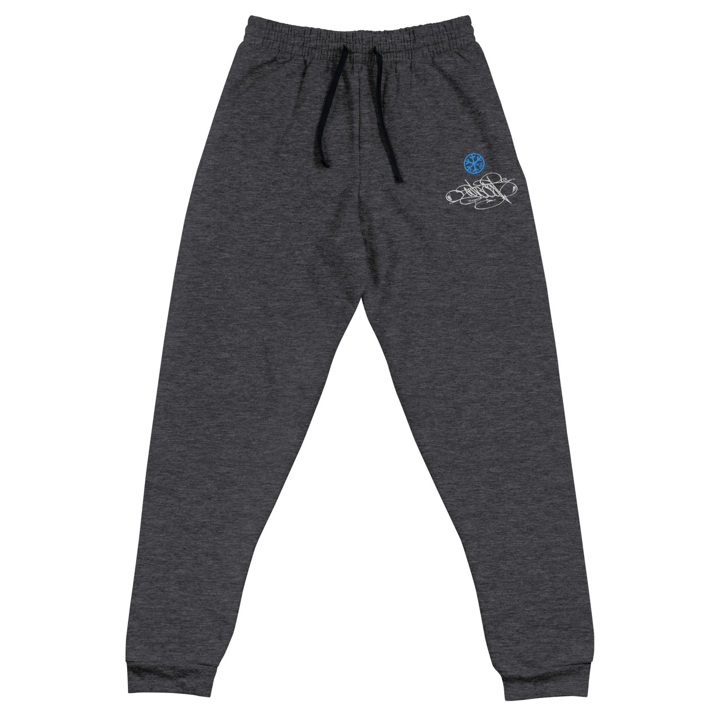 Darkgray-Outcast Tag Joggers by Graffiti Dad from B.Different Clothing, front view, graffiti-inspired streetwear