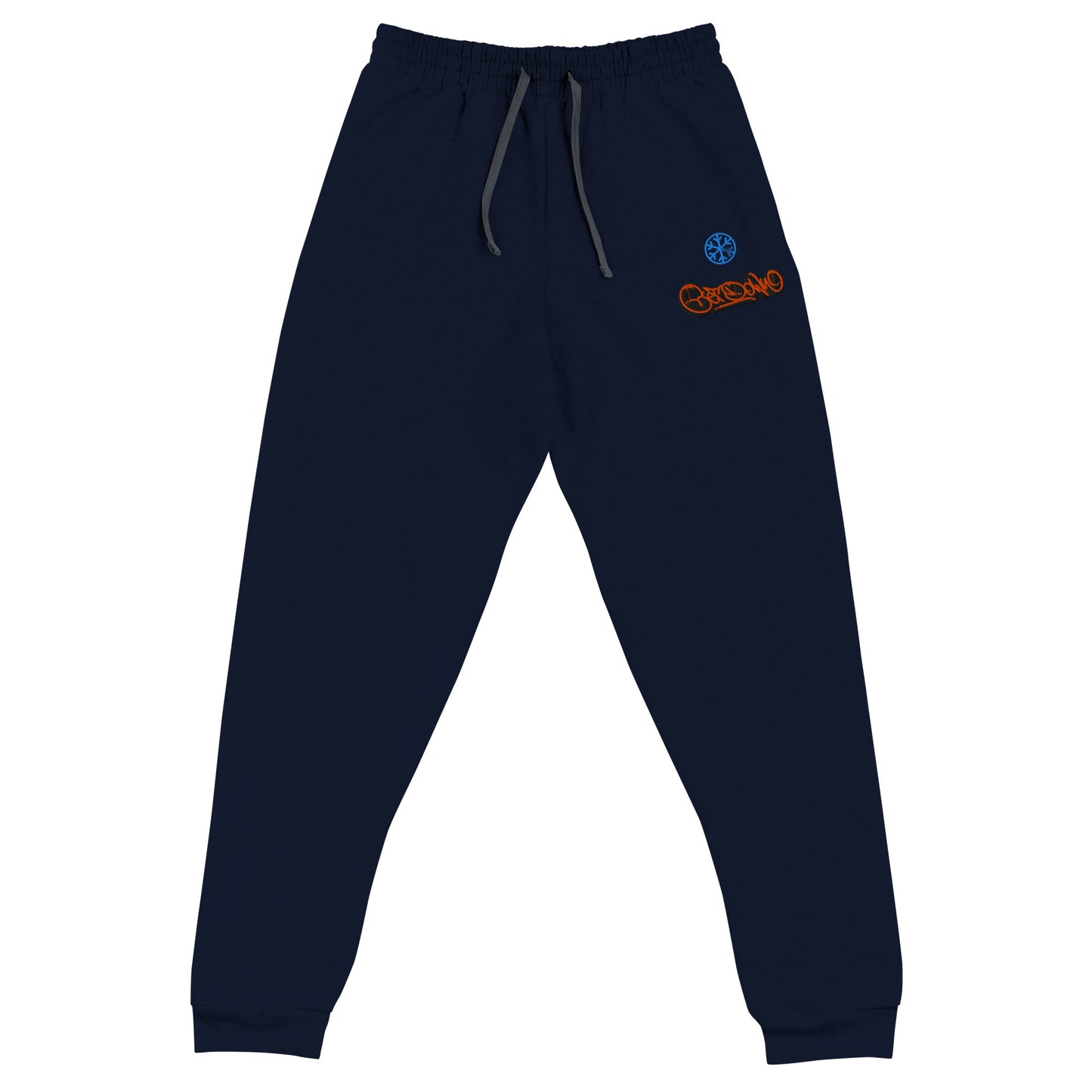 Navy-Get Down Graffiti Tag Joggers from B.Different Clothing, front view, graffiti-inspired streetwear