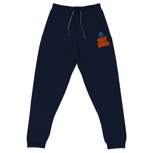 Navy-Get Down Graffiti Throw-up Joggers from B.Different Clothing, front view, graffiti-inspired streetwear