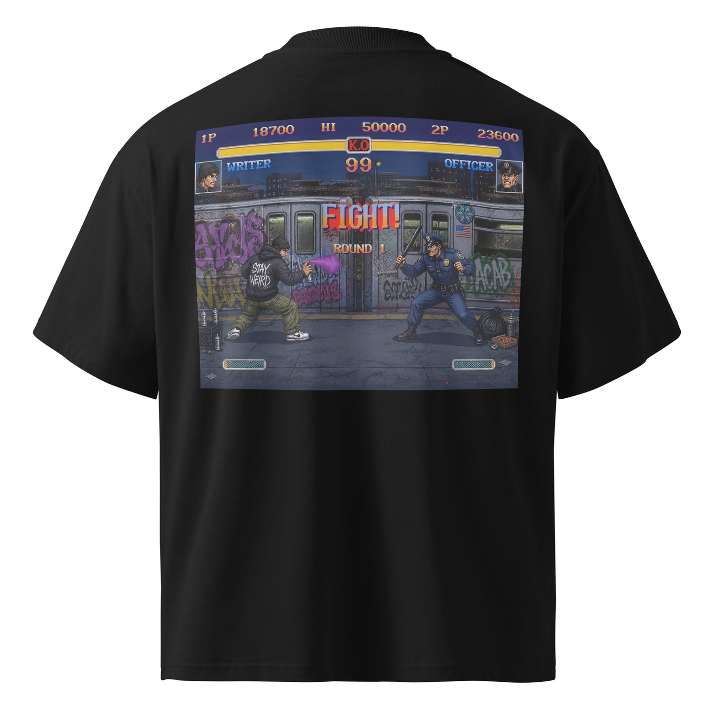 Black-Street Writer II Graffiti Tee from B.Different Clothing, back view, graffiti-inspired streetwear t-shirt