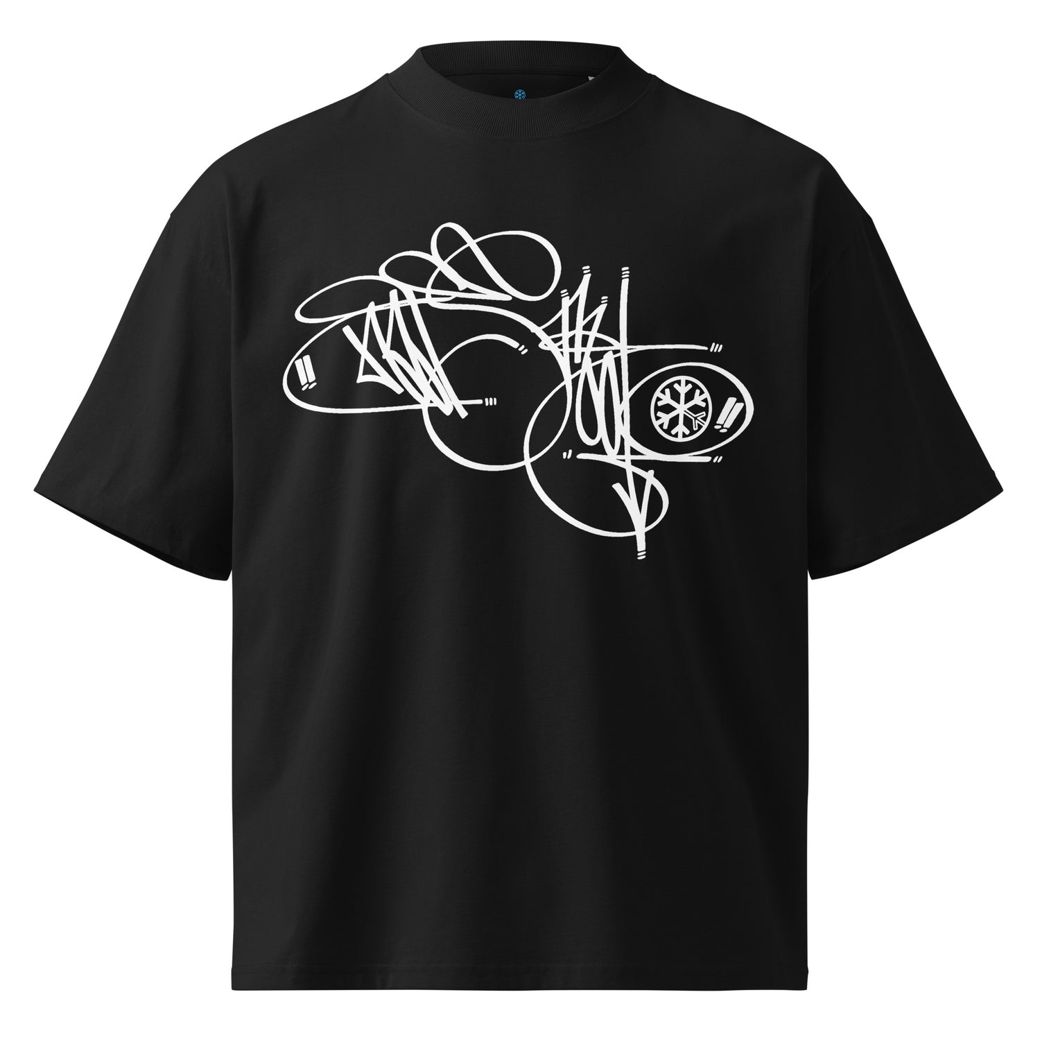 Black-Misfit Tag Tee by Graffiti Dad from B.Different Clothing, front view, graffiti-inspired streetwear, oversized heavyweight t-shirt