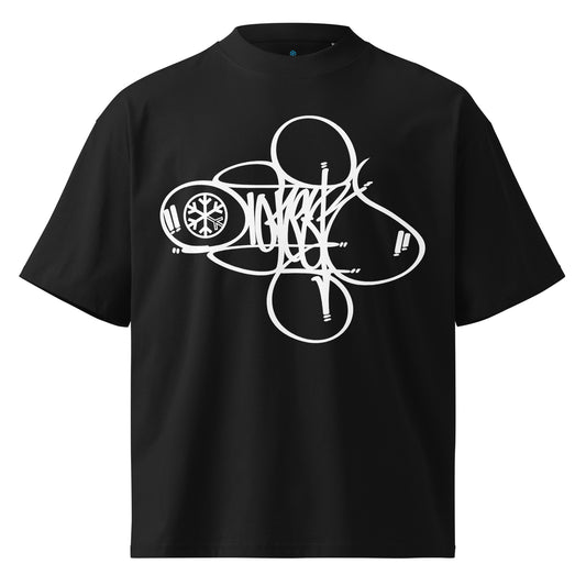 Black-Loner Tag Tee by Graffiti Dad from B.Different Clothing, front view, graffiti-inspired streetwear, oversized heavyweight t-shirt