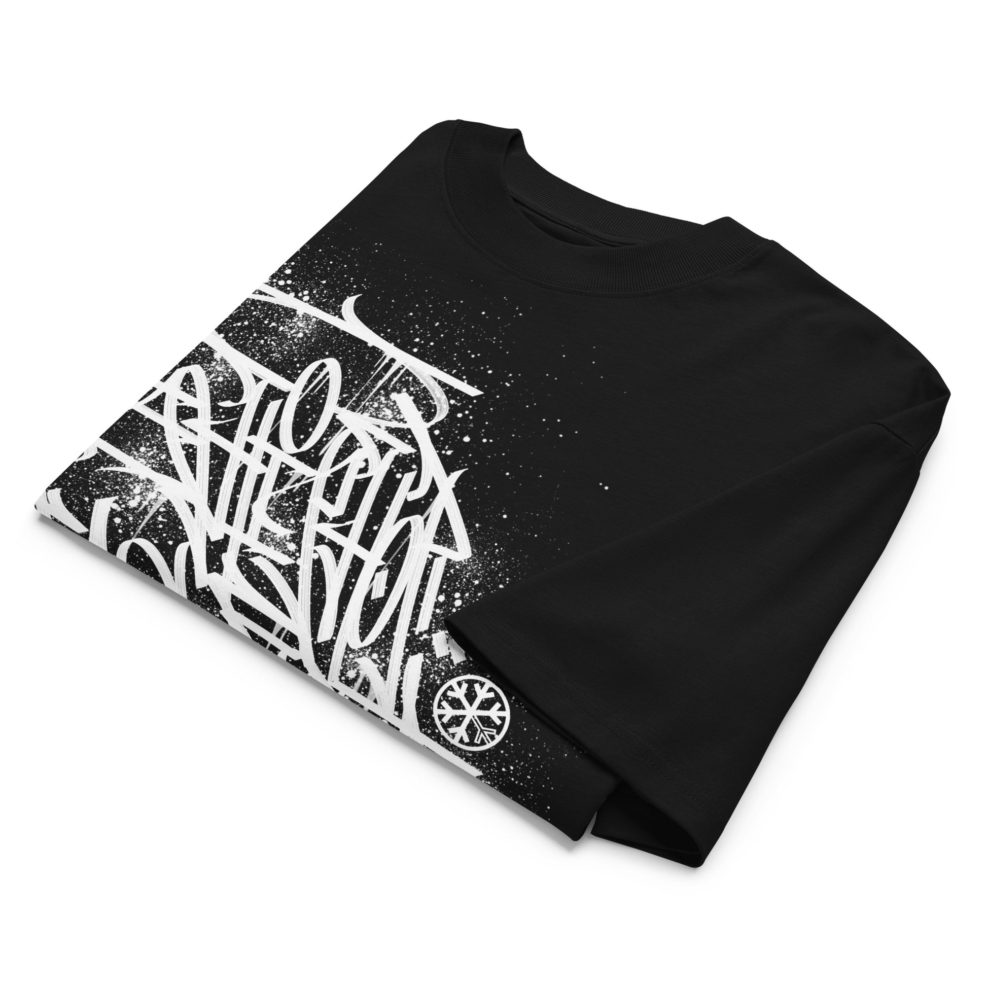 Black-Hip Hop Love Graffiti Tee by Shew from B.Different Clothing, folded, graffiti-inspired streetwear t-shirt