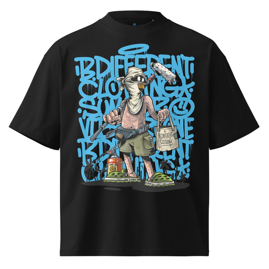 Black-Summer Graffiti Tee by Trk One from B.Different Clothing, front view, graffiti-inspired streetwear t-shirt