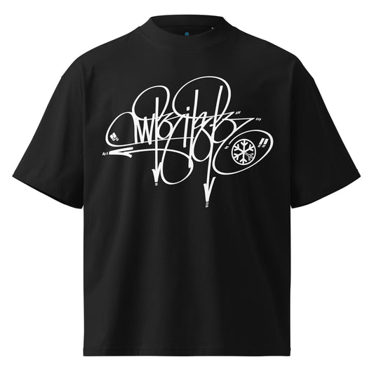 Black-Writer Tag Tee by Graffiti Dad from B.Different Clothing, front view, graffiti-inspired streetwear t-shirt