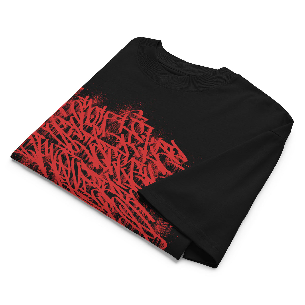 Black-Do You Like Scary Movies Graffiti Tee by Shew from B.Different Clothing, folded, graffiti-inspired streetwear t-shirt