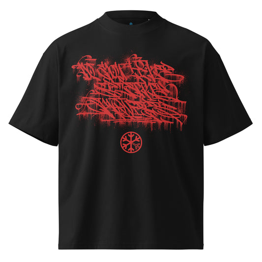 Black-Do You Like Scary Movies Graffiti Tee by Shew from B.Different Clothing, front view, graffiti-inspired streetwear t-shirt