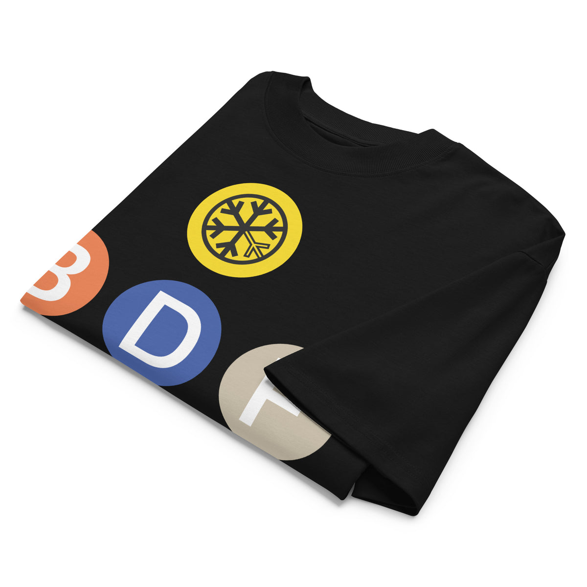 Black-BDFRNT NYC Subway Tee from B.Different Clothing, folded, graffiti-inspired streetwear