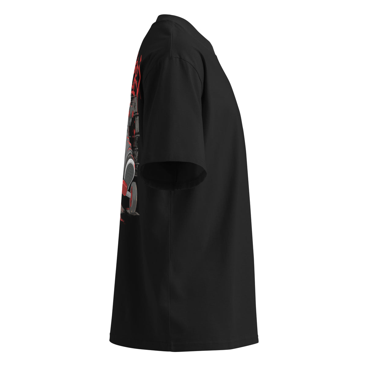 Black-Raks The Puppet Graffiti Tee by Emti from B.Different Clothing, right view, graffiti-inspired streetwear t-shirt