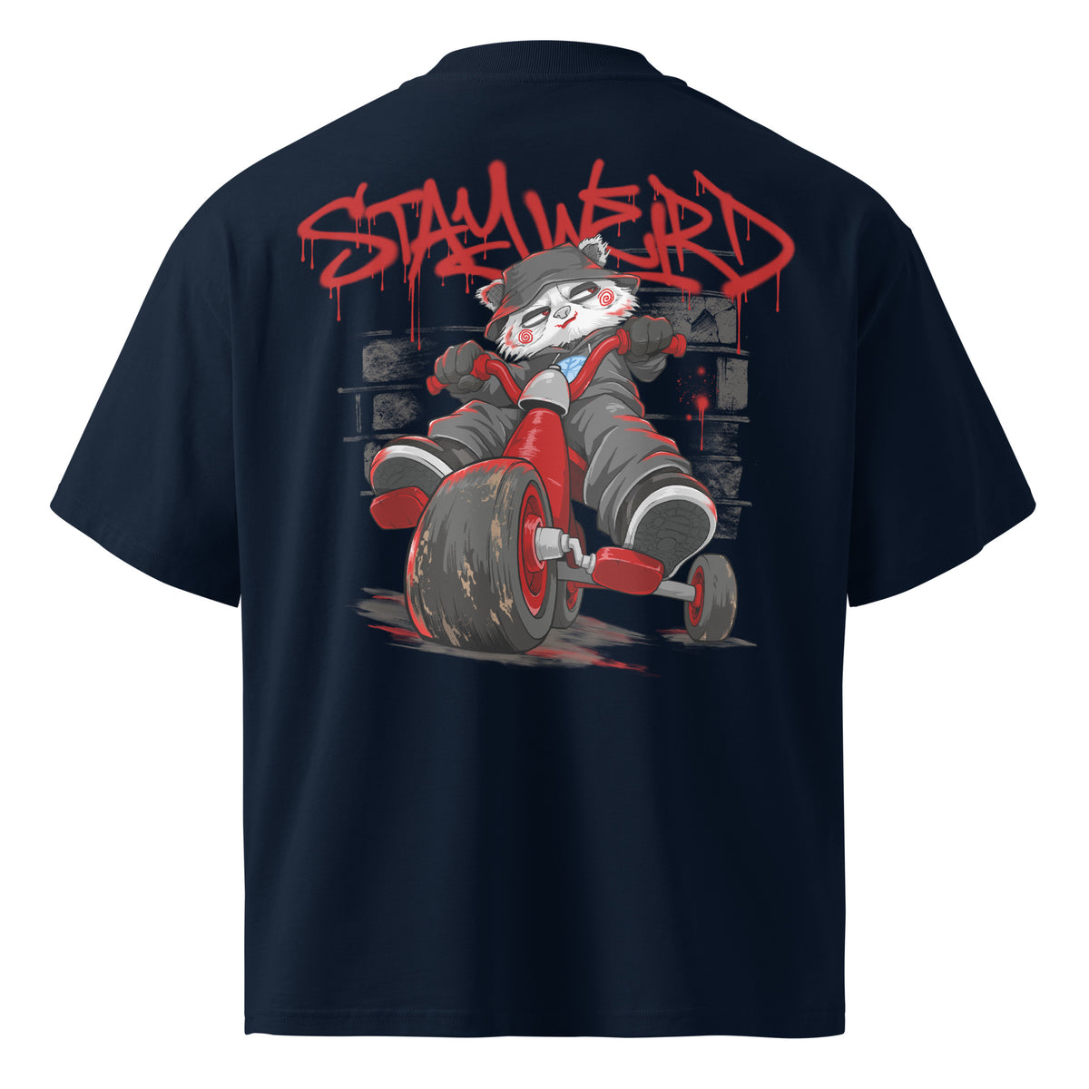 Navy-Raks The Puppet Graffiti Tee by Emti from B.Different Clothing, back view, graffiti-inspired streetwear t-shirt