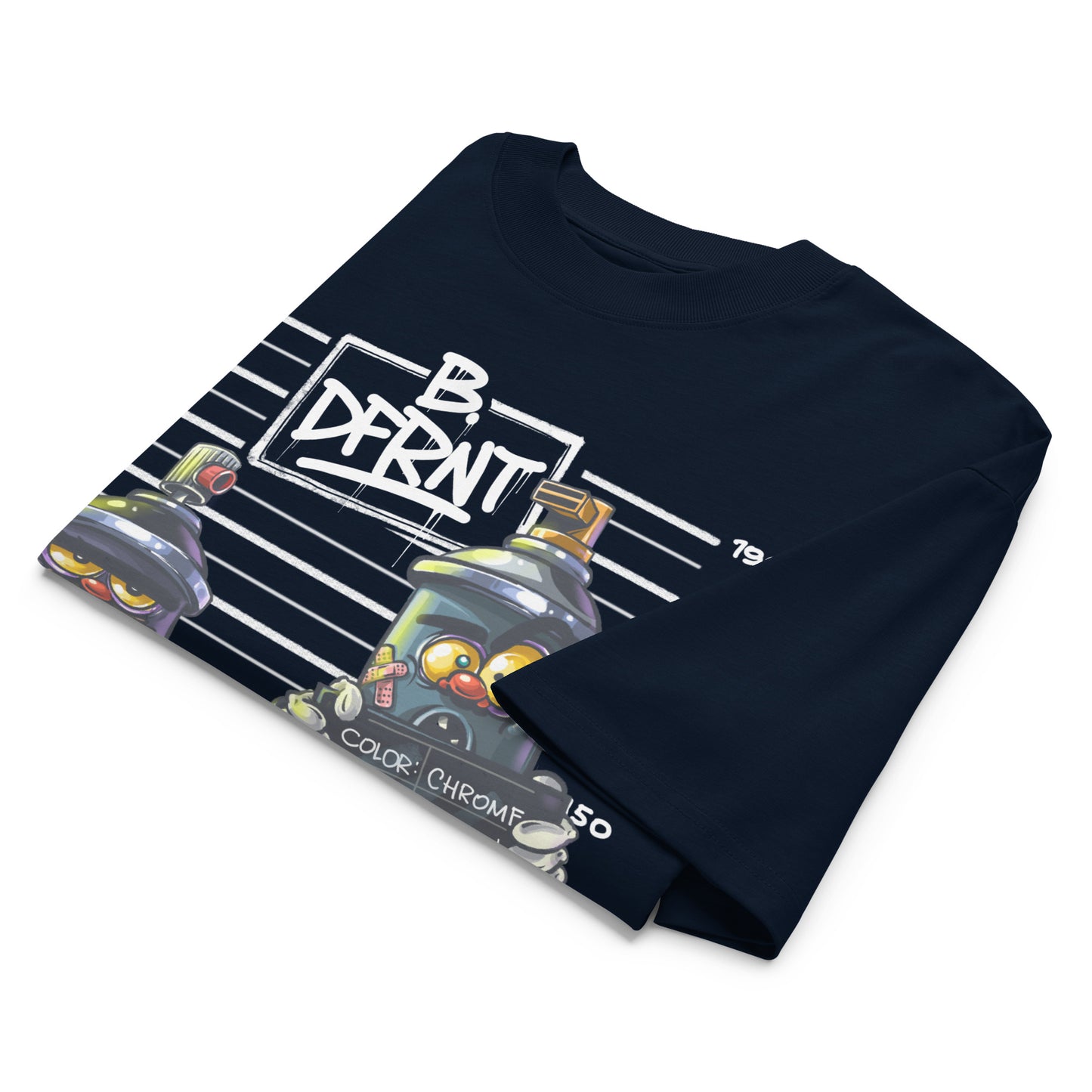 Navy-Mug Short Graffiti Tee by Trk One from B.Different Clothing, folded, graffiti-inspired streetwear, oversized heavyweight t-shirt