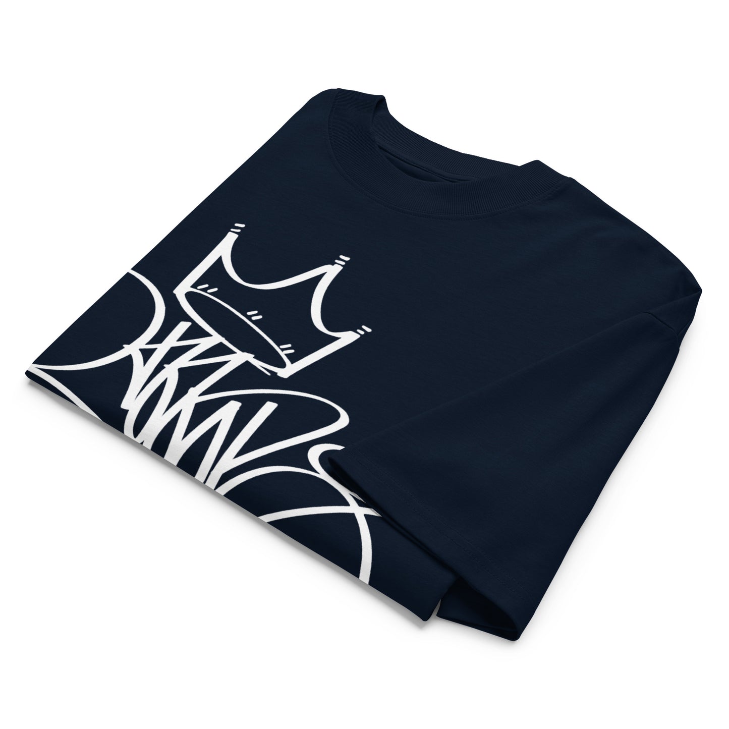Navy-Mop King Tag Tee by Graffiti Dad from B.Different Clothing, folded, graffiti-inspired streetwear t-shirt