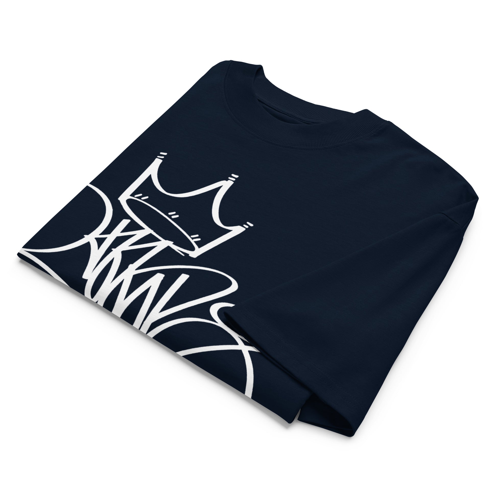 Navy-Mop King Tag Tee by Graffiti Dad from B.Different Clothing, folded, graffiti-inspired streetwear t-shirt