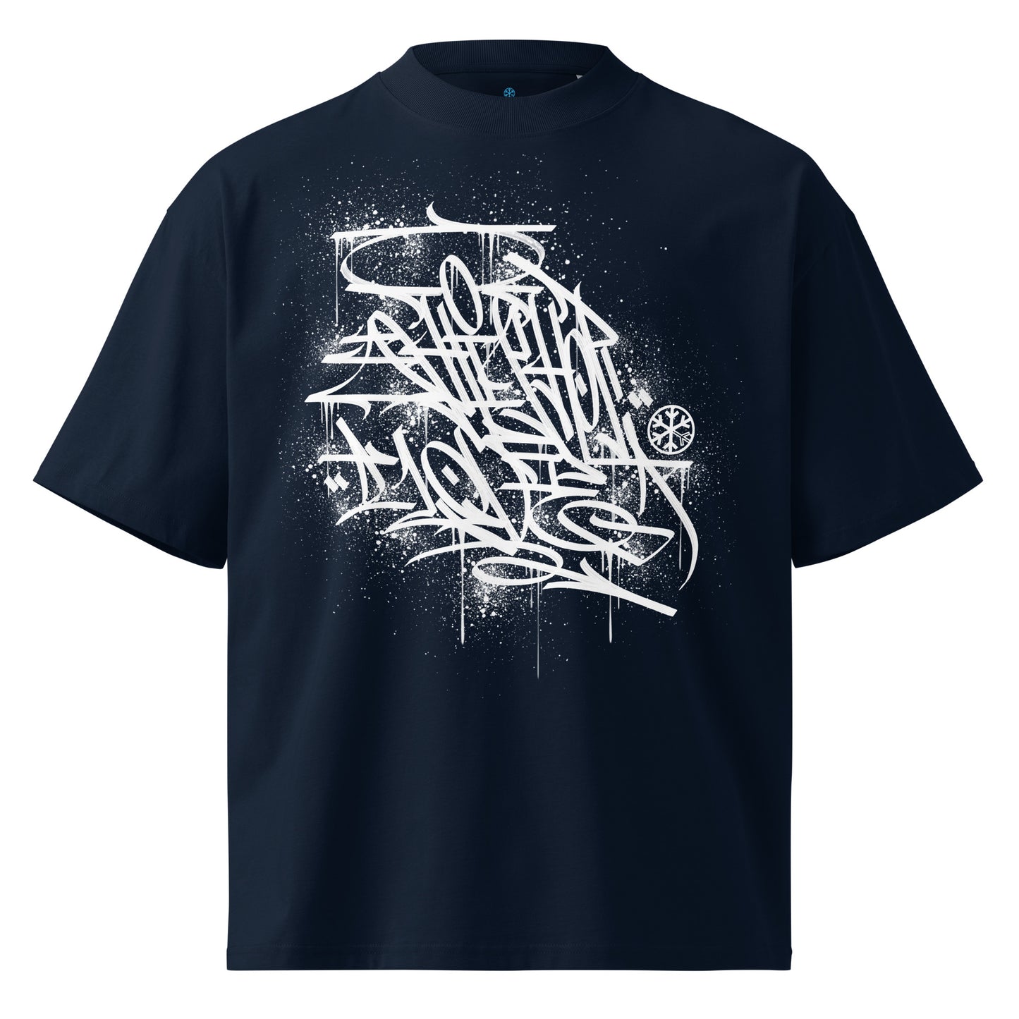 Navy-Hip Hop Love Graffiti Tee by Shew from B.Different Clothing, front view, graffiti-inspired streetwear t-shirt