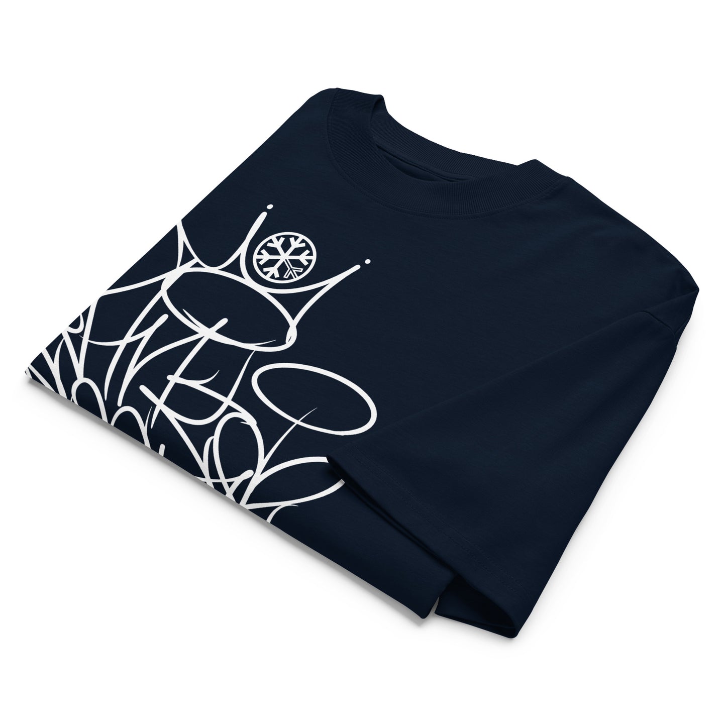 Navy-Antisocial Graffiti Tag Tee by Caos One from B.Different Clothing, folded, graffiti-inspired streetwear t-shirt