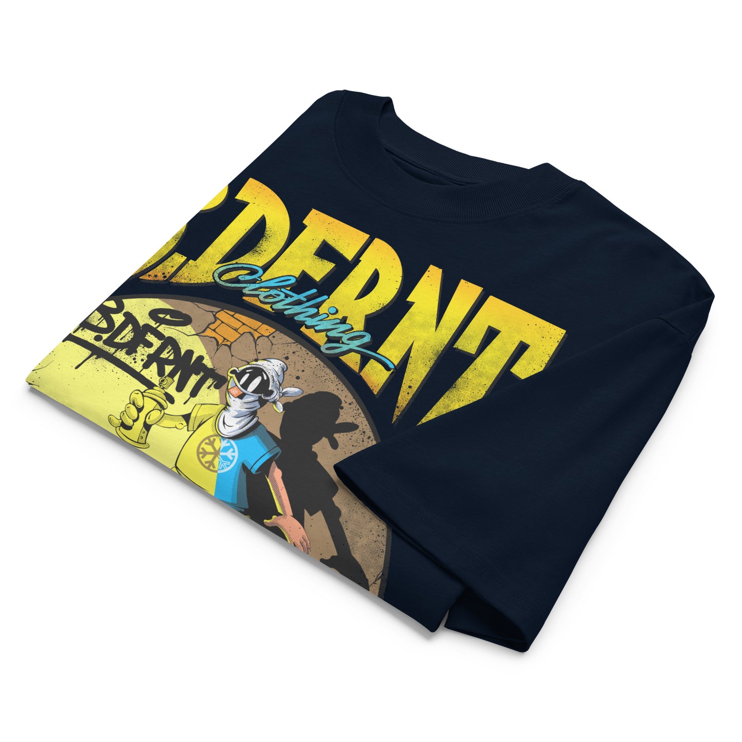 Navy-Street Spotlight Graffiti Tee by Trk One from B.Different Clothing, folded, graffiti-inspired streetwear t-shirt