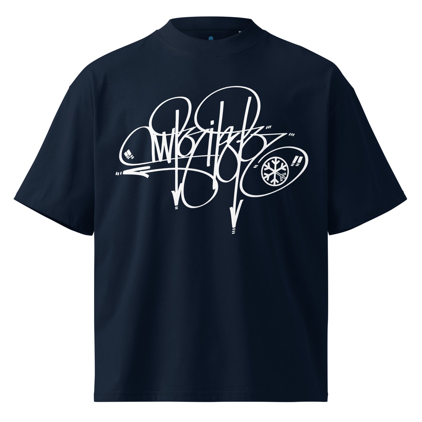 Navy-Writer Tag Tee by Graffiti Dad from B.Different Clothing, front view, graffiti-inspired streetwear t-shirt