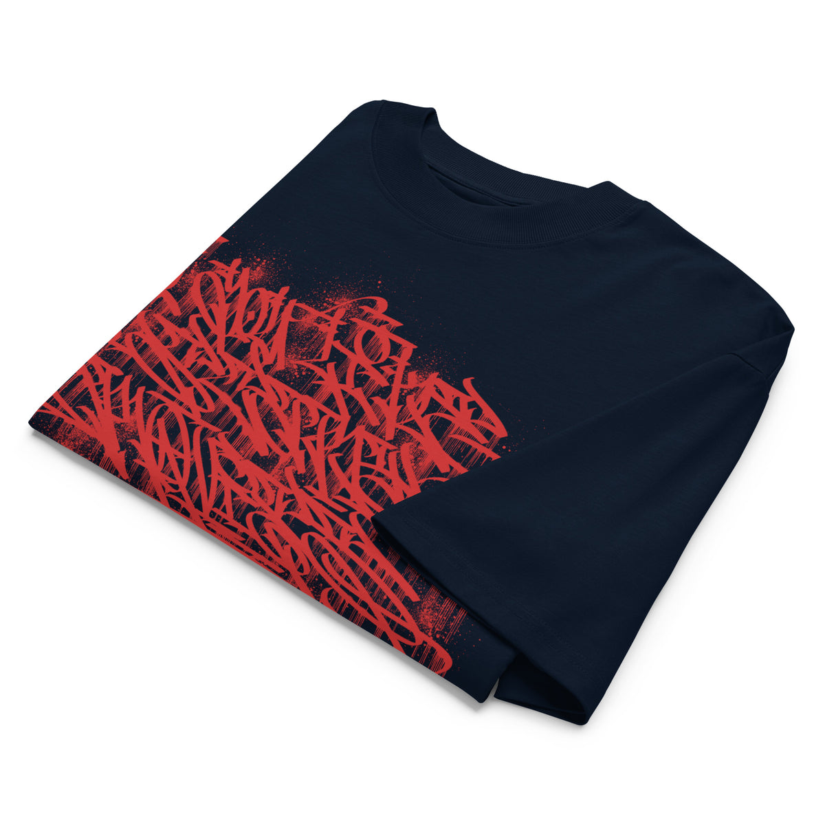 Navy-Do You Like Scary Movies Graffiti Tee by Shew from B.Different Clothing, folded, graffiti-inspired streetwear t-shirt