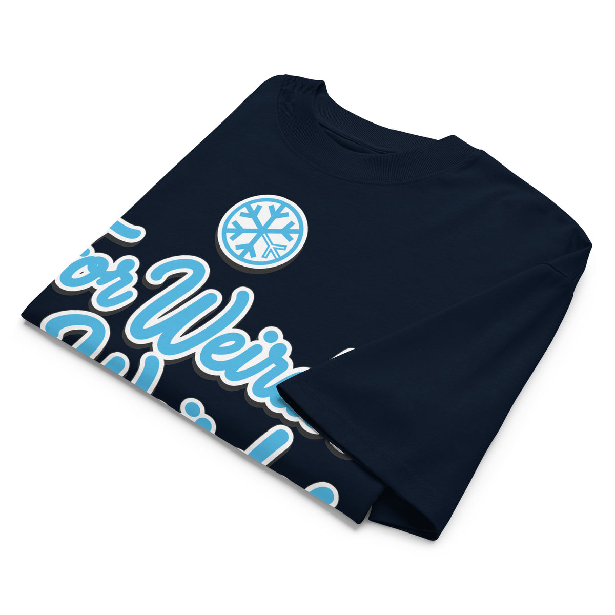 Navy-For Weirdos by Weirdos Tee from B.Different Clothing, folded, graffiti-inspired streetwear