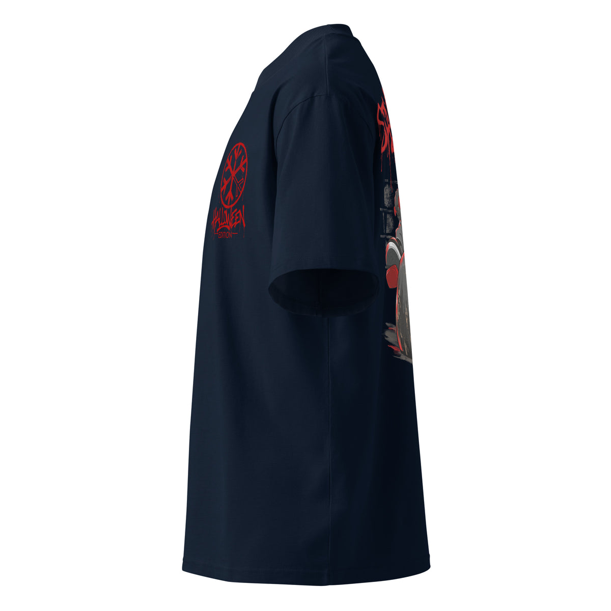 Navy-Raks The Puppet Graffiti Tee by Emti from B.Different Clothing, left view, graffiti-inspired streetwear t-shirt