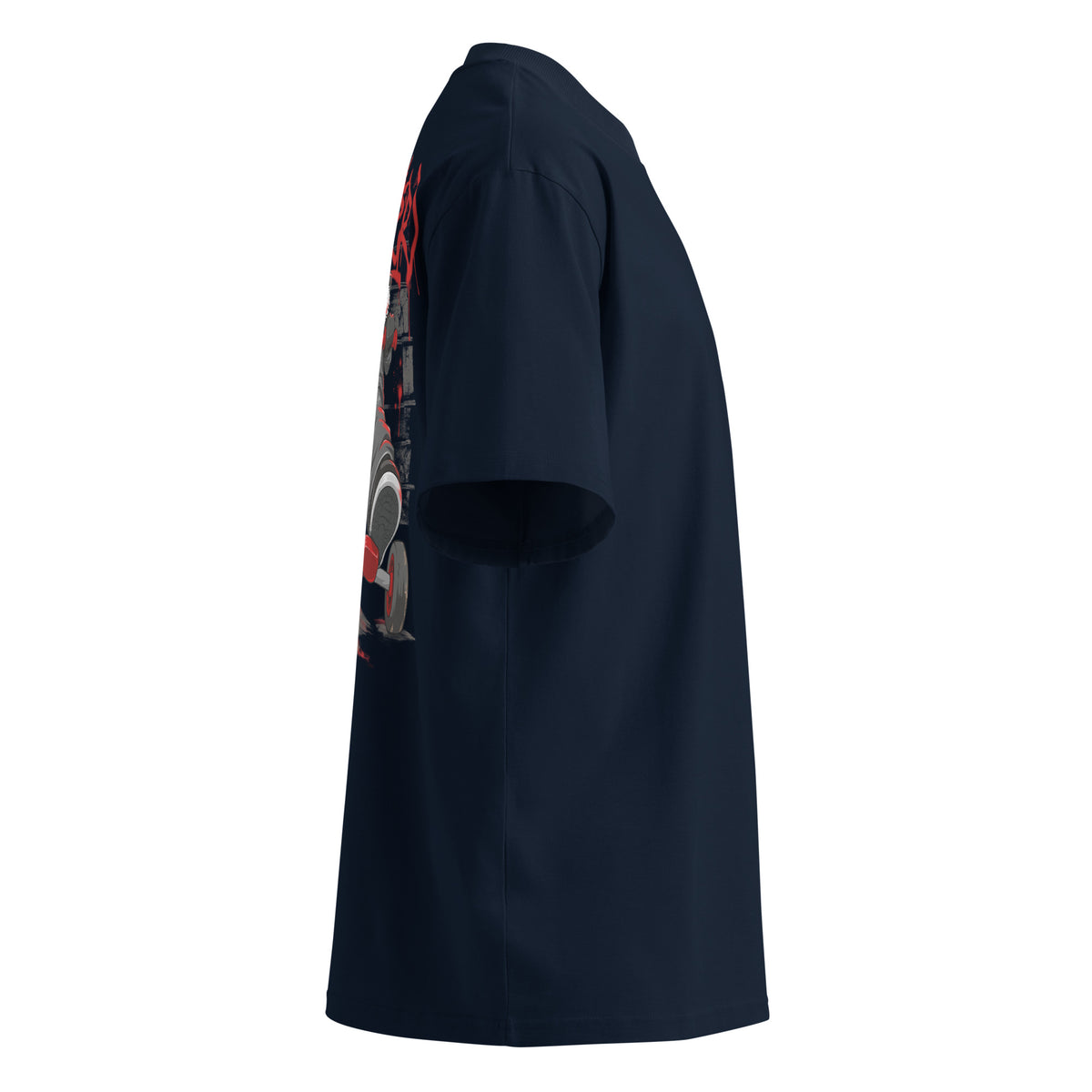 Navy-Raks The Puppet Graffiti Tee by Emti from B.Different Clothing, right view, graffiti-inspired streetwear t-shirt