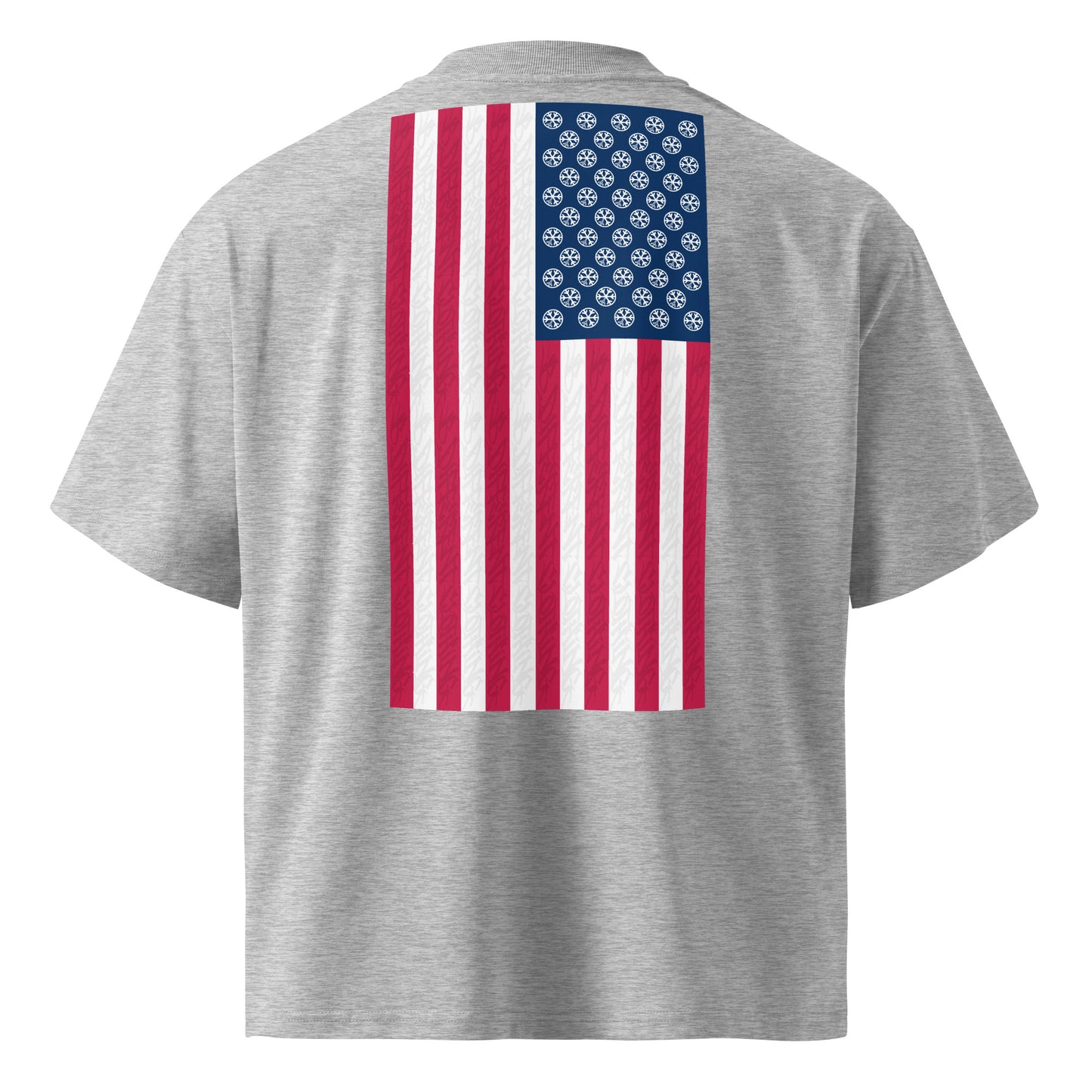 Gray-Flag Graffiti Tee from B.Different Clothing, back view, graffiti-inspired streetwear, oversized heavyweight t-shirt