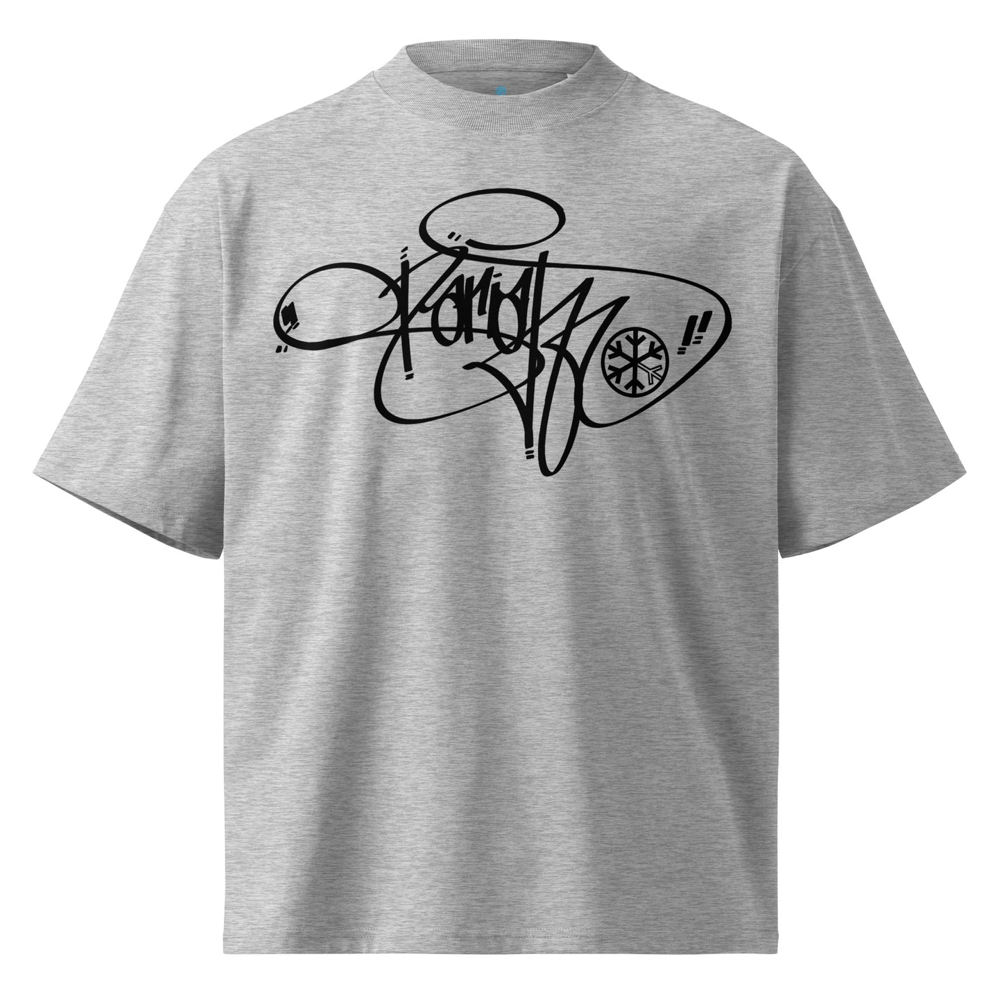 Gray-Pariah Tag Tee by Graffiti Dad from B.Different Clothing, front view, graffiti-inspired streetwear, oversized heavyweight t-shirt