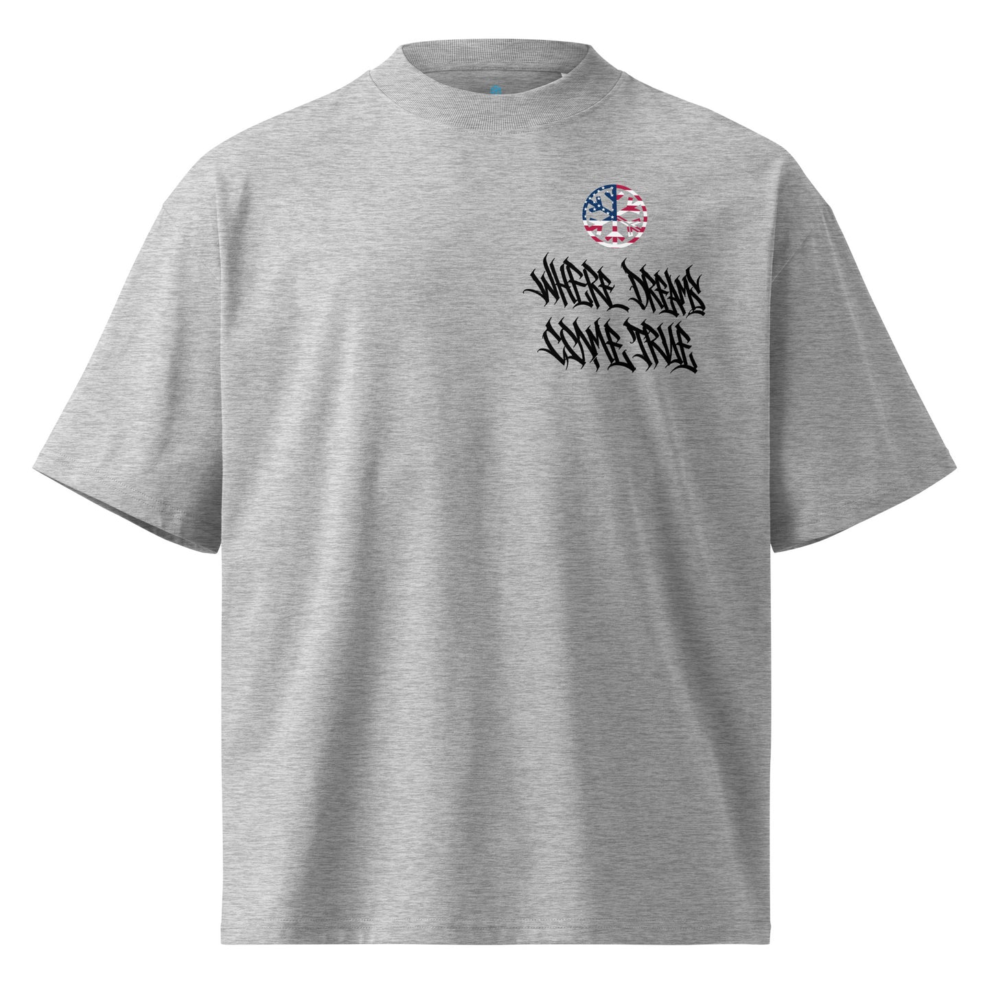 Gray-Flag Graffiti Tee from B.Different Clothing, front view, graffiti-inspired streetwear, oversized heavyweight t-shirt