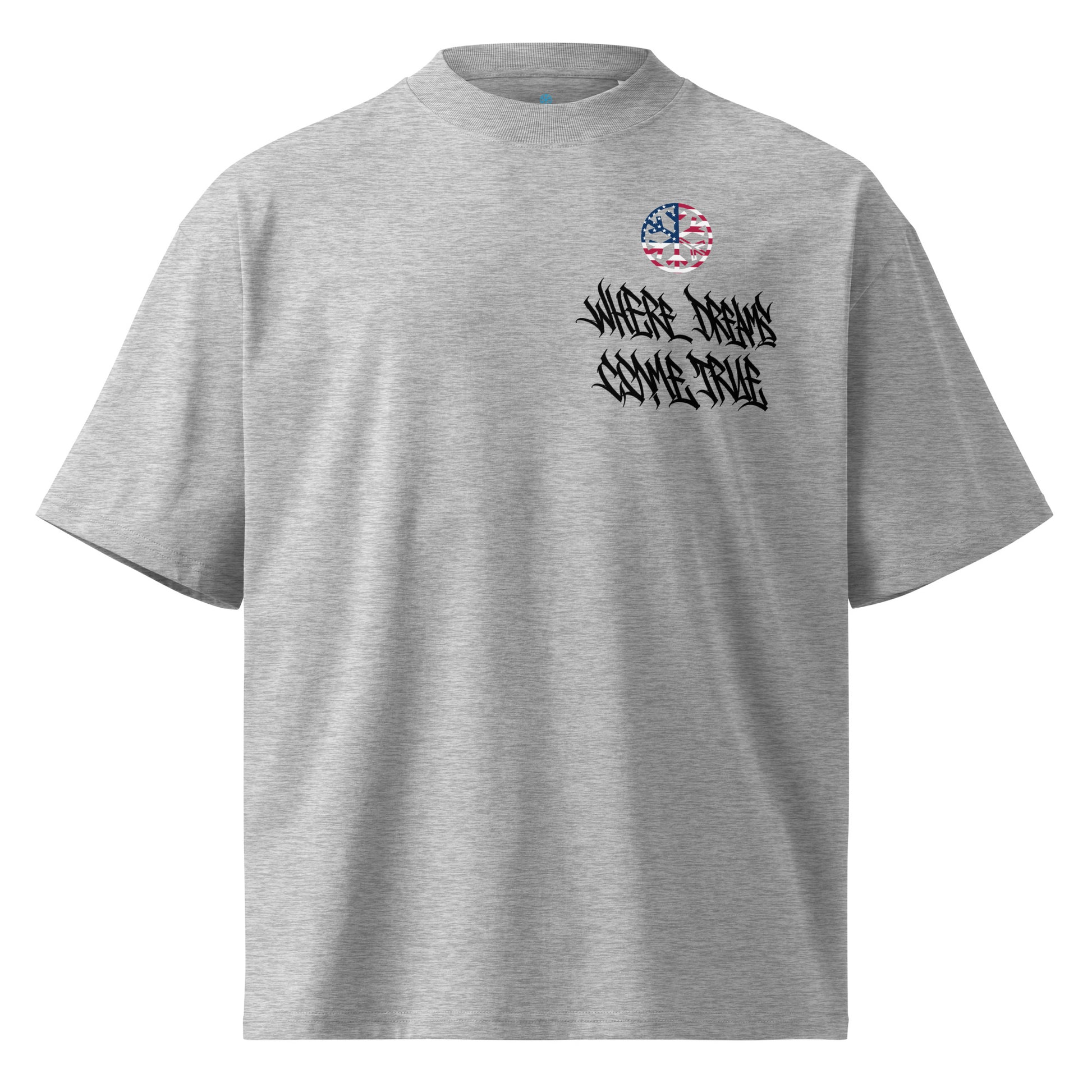 Gray-Flag Graffiti Tee from B.Different Clothing, front view, graffiti-inspired streetwear, oversized heavyweight t-shirt