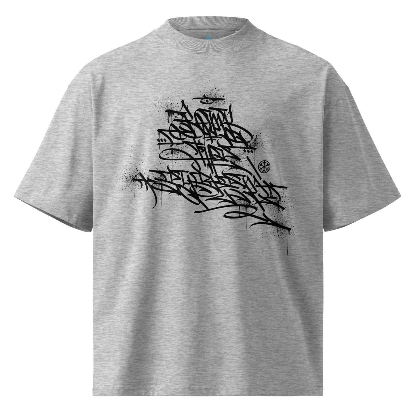 Gray-Bomb The System Graffiti Tee by Shew from B.Different Clothing, front view, graffiti-inspired streetwear, oversized heavyweight t-shirt