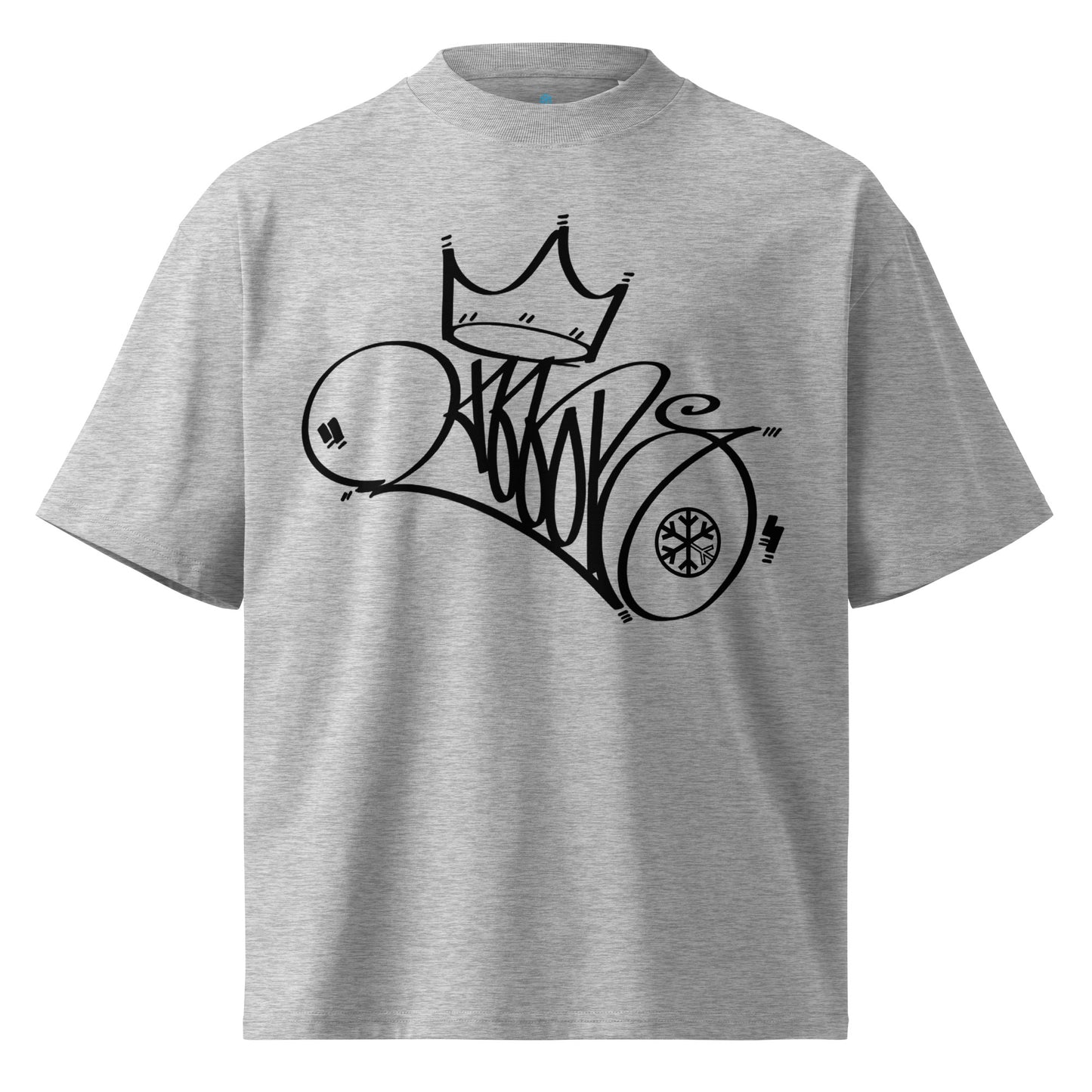 Gray-Mop King Tag Tee by Graffiti Dad from B.Different Clothing, front view, graffiti-inspired streetwear t-shirt