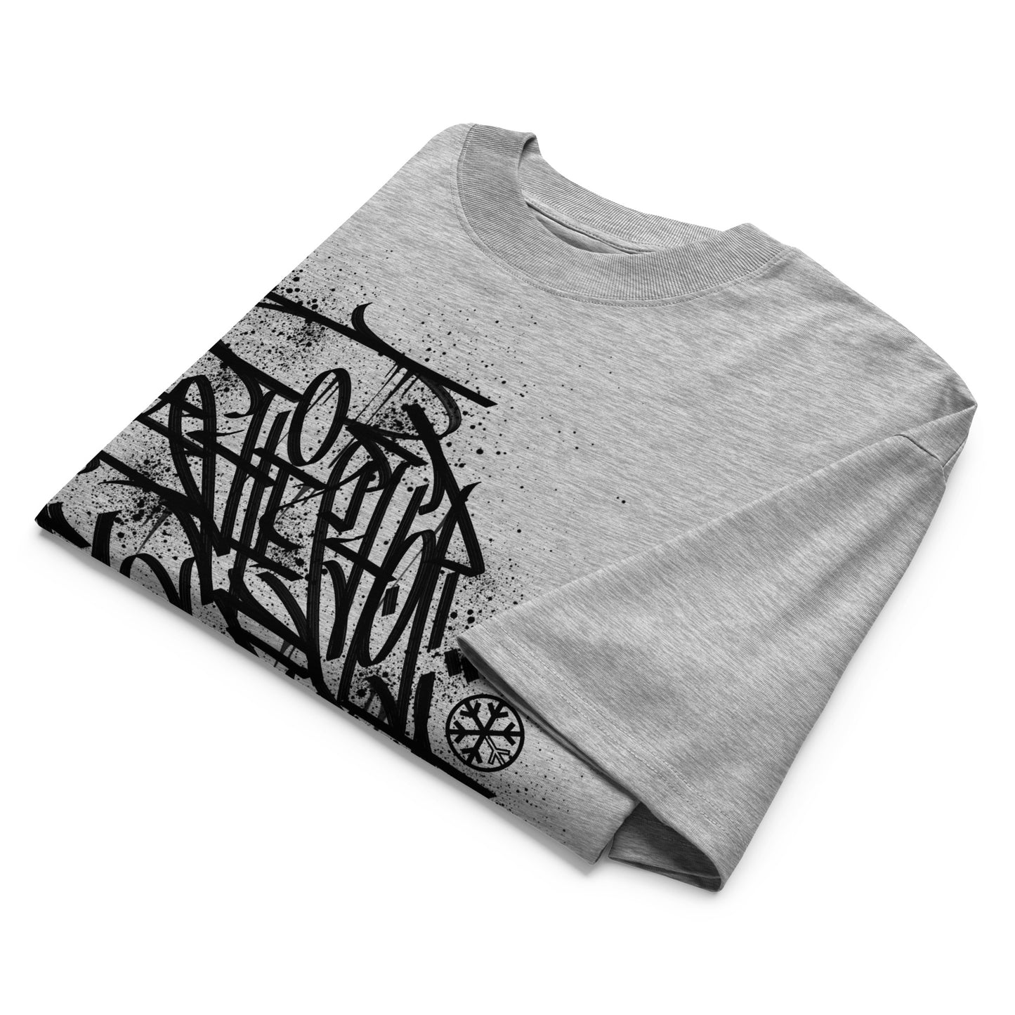 Gray-Hip Hop Love Graffiti Tee by Shew from B.Different Clothing, folded, graffiti-inspired streetwear t-shirt