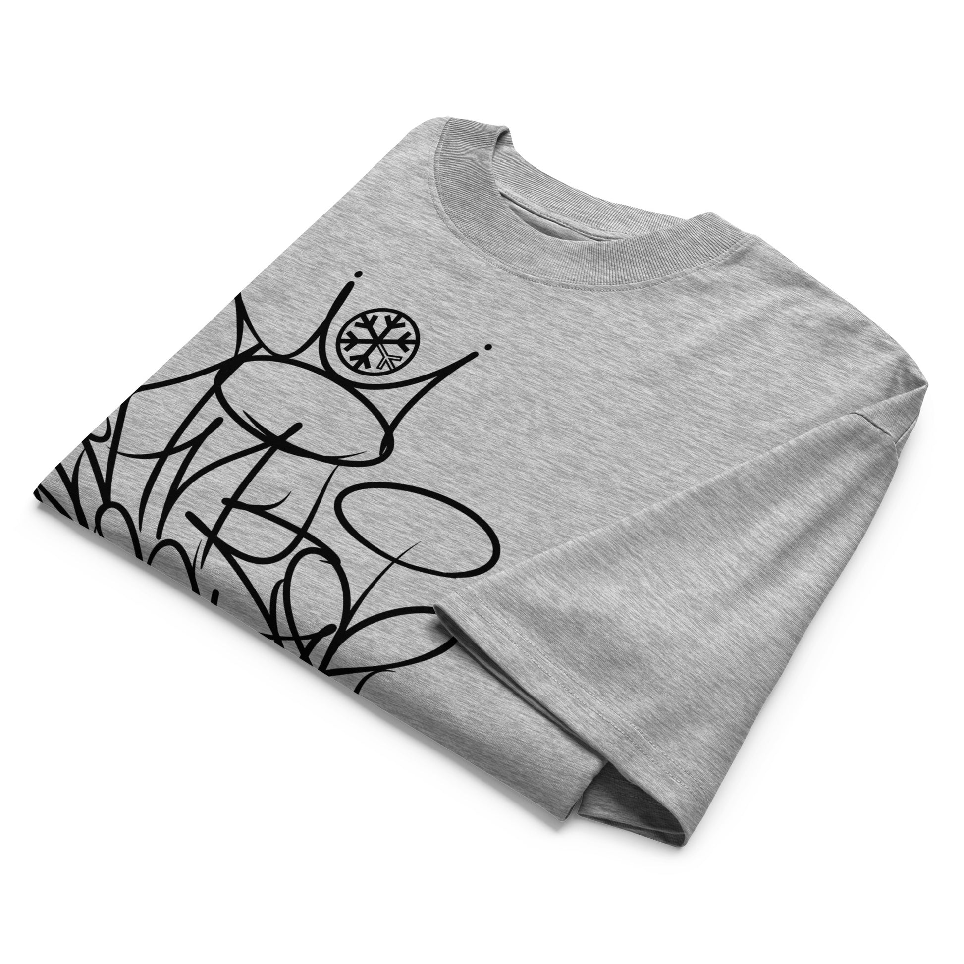 Gray-Antisocial Graffiti Tag Tee by Caos One from B.Different Clothing, folded, graffiti-inspired streetwear t-shirt
