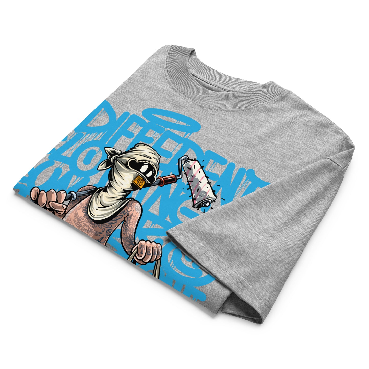Gray-Summer Graffiti Tee by Trk One from B.Different Clothing, folded, graffiti-inspired streetwear t-shirt