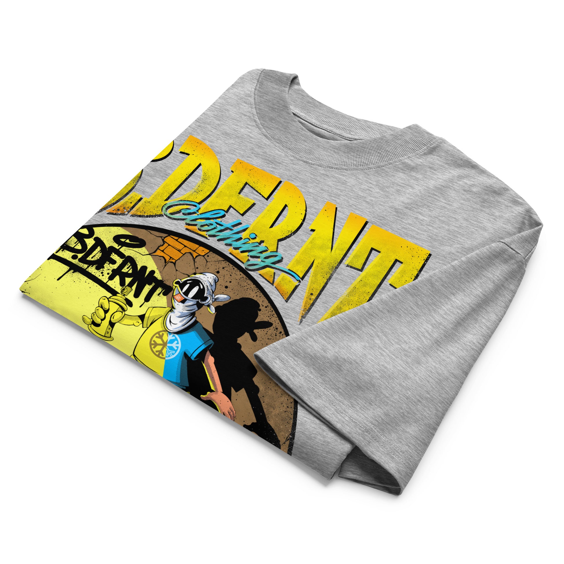 Gray-Street Spotlight Graffiti Tee by Trk One from B.Different Clothing, folded, graffiti-inspired streetwear t-shirt