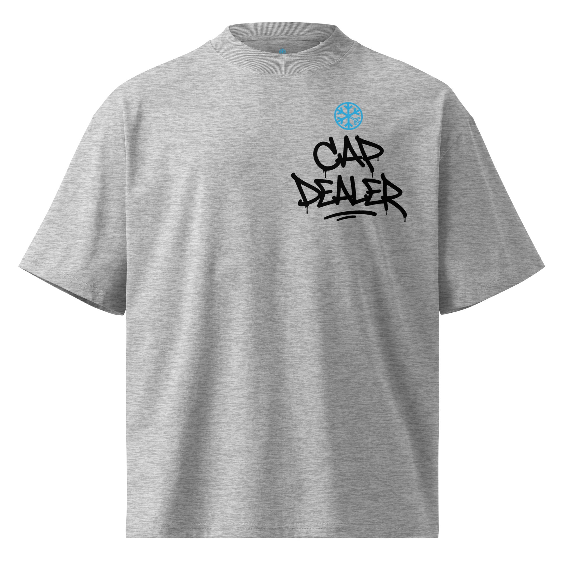 Gray-Cap Dealer Graffiti Tee from B.Different Clothing, front view, graffiti-inspired streetwear