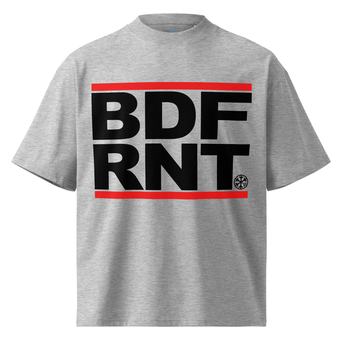 Gray-BDFRNT OG Logo Tee from B.Different Clothing, front view, graffiti-inspired streetwear t-shirt