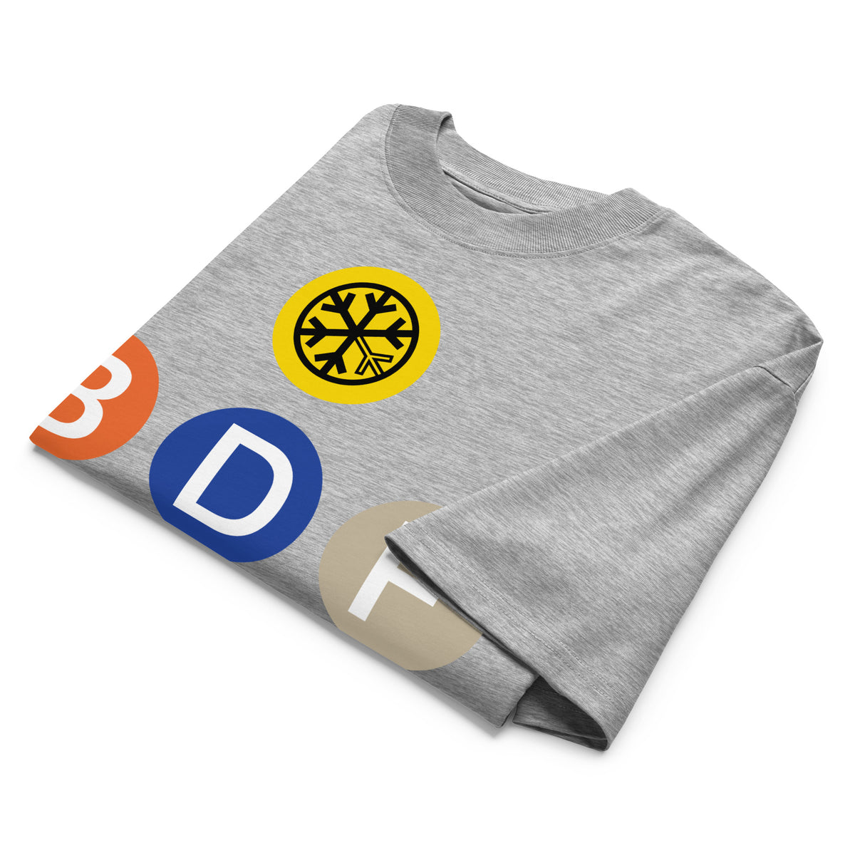 Gray-BDFRNT NYC Subway Tee from B.Different Clothing, folded, graffiti-inspired streetwear