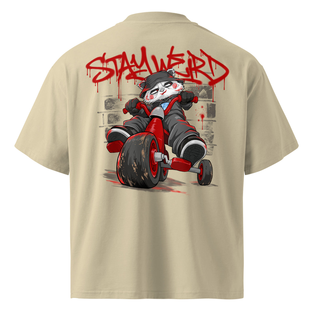 Beige-Raks The Puppet Graffiti Tee by Emti from B.Different Clothing, back view, graffiti-inspired streetwear t-shirt
