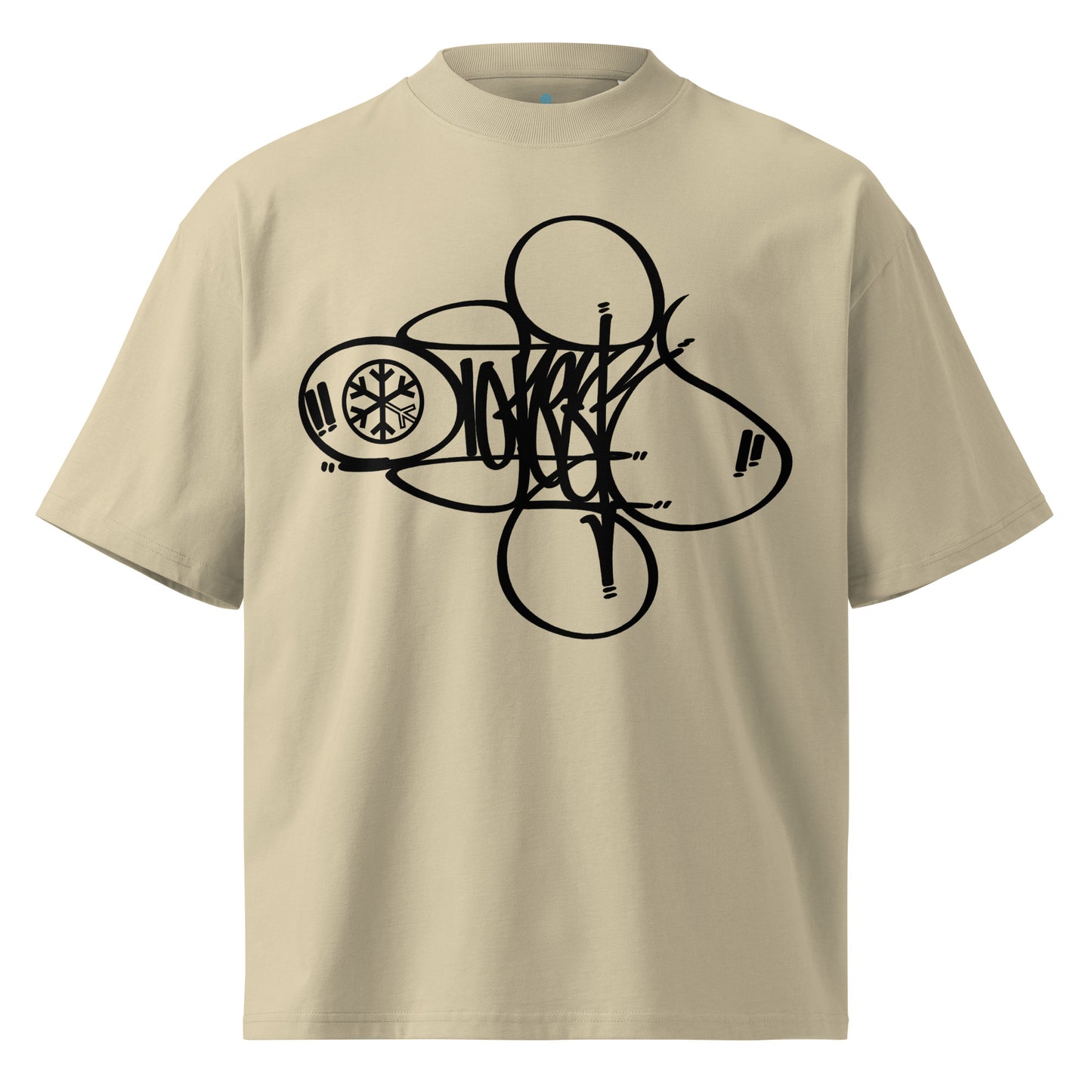Beige-Loner Tag Tee by Graffiti Dad from B.Different Clothing, front view, graffiti-inspired streetwear, oversized heavyweight t-shirt