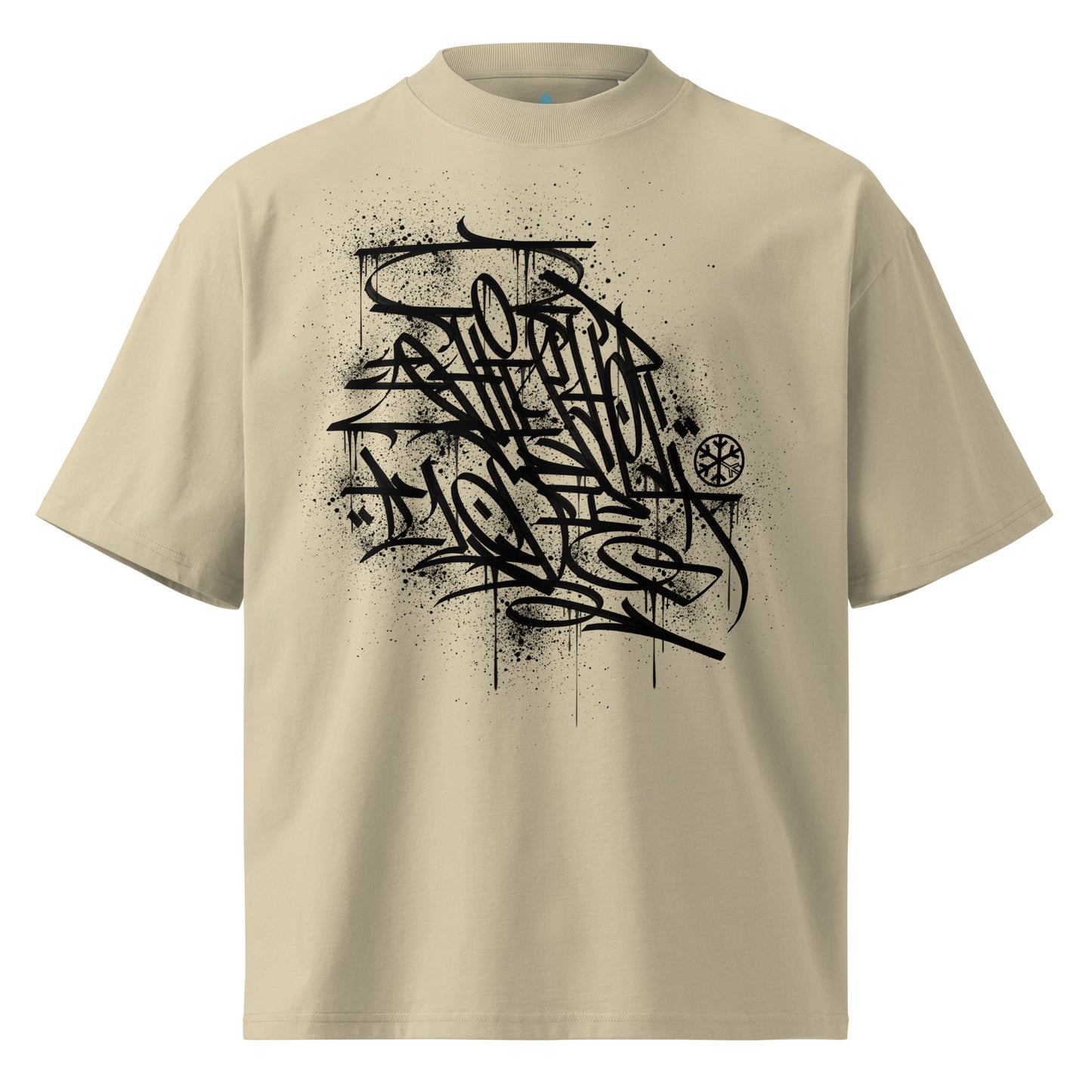 Beige-Hip Hop Love Graffiti Tee by Shew from B.Different Clothing, front view, graffiti-inspired streetwear t-shirt