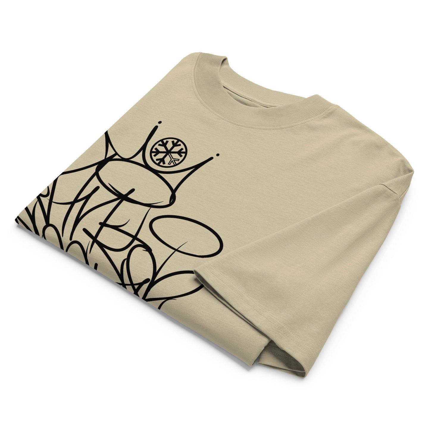 Beige-Antisocial Graffiti Tag Tee by Caos One from B.Different Clothing, folded, graffiti-inspired streetwear t-shirt