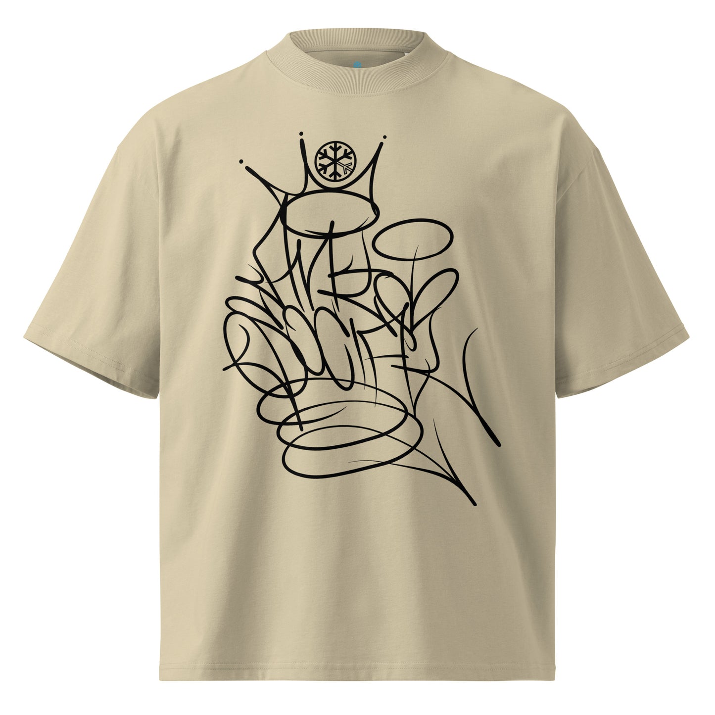 Beige-Antisocial Graffiti Tag Tee by Caos One from B.Different Clothing, front view, graffiti-inspired streetwear t-shirt