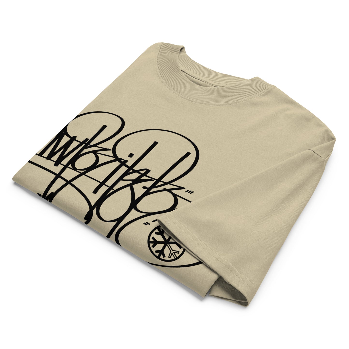 Beige-Writer Tag Tee by Graffiti Dad from B.Different Clothing, folded, graffiti-inspired streetwear t-shirt