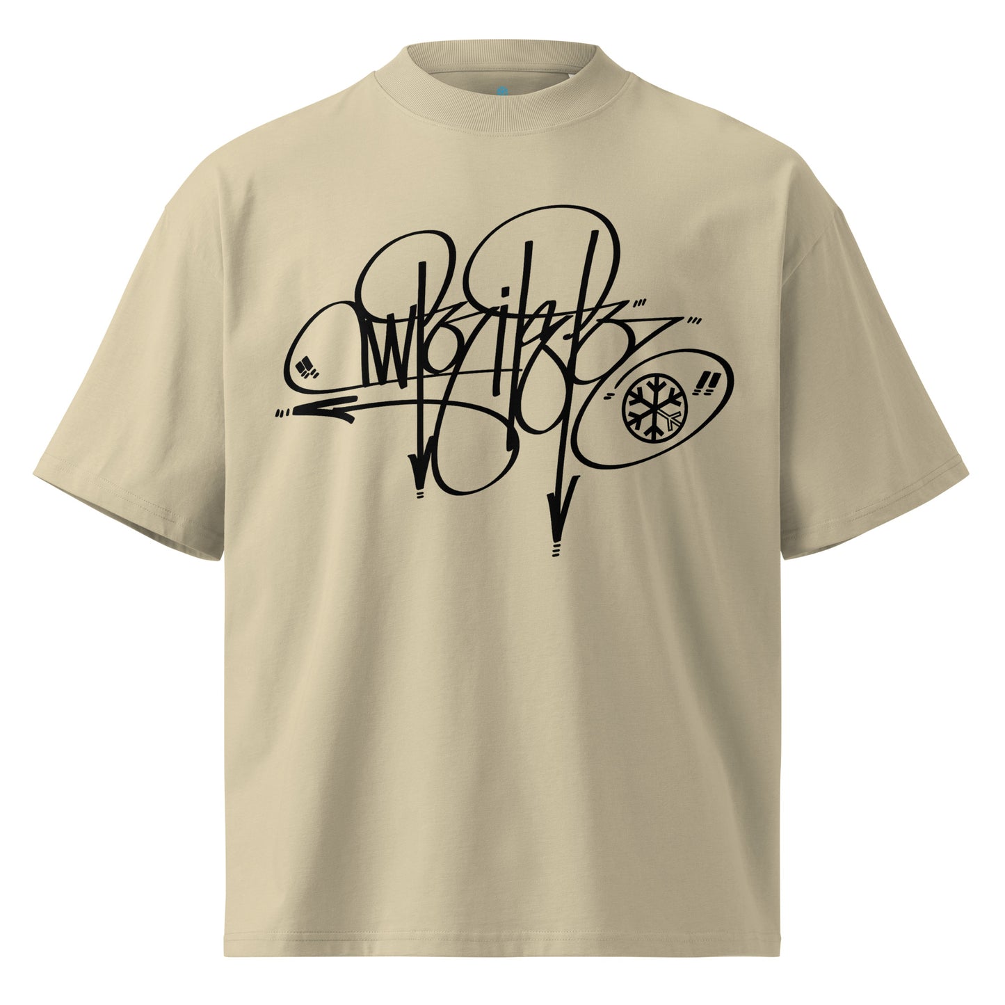 Beige-Writer Tag Tee by Graffiti Dad from B.Different Clothing, front view, graffiti-inspired streetwear t-shirt