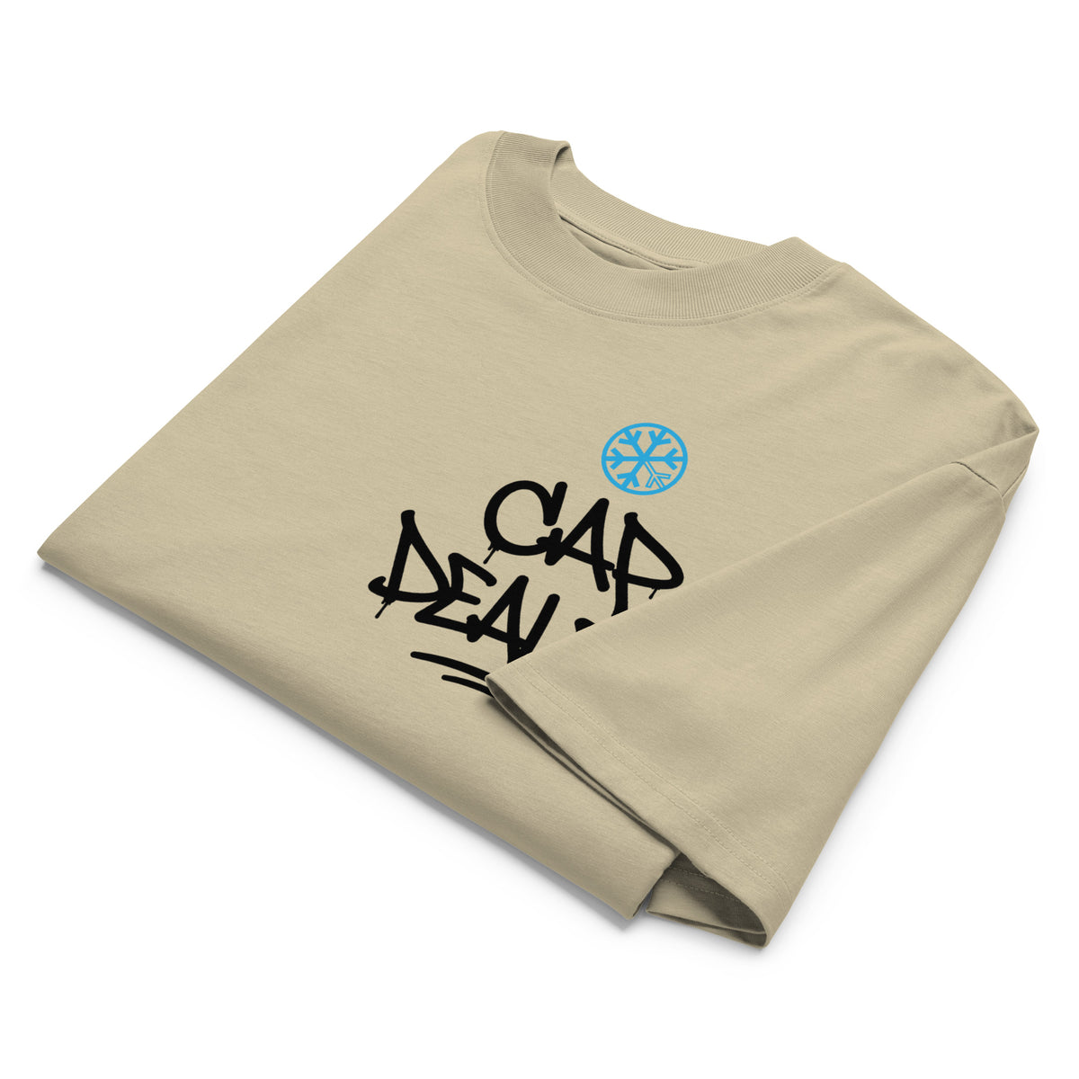 Beige-Cap Dealer Graffiti Tee from B.Different Clothing, folded, graffiti-inspired streetwear