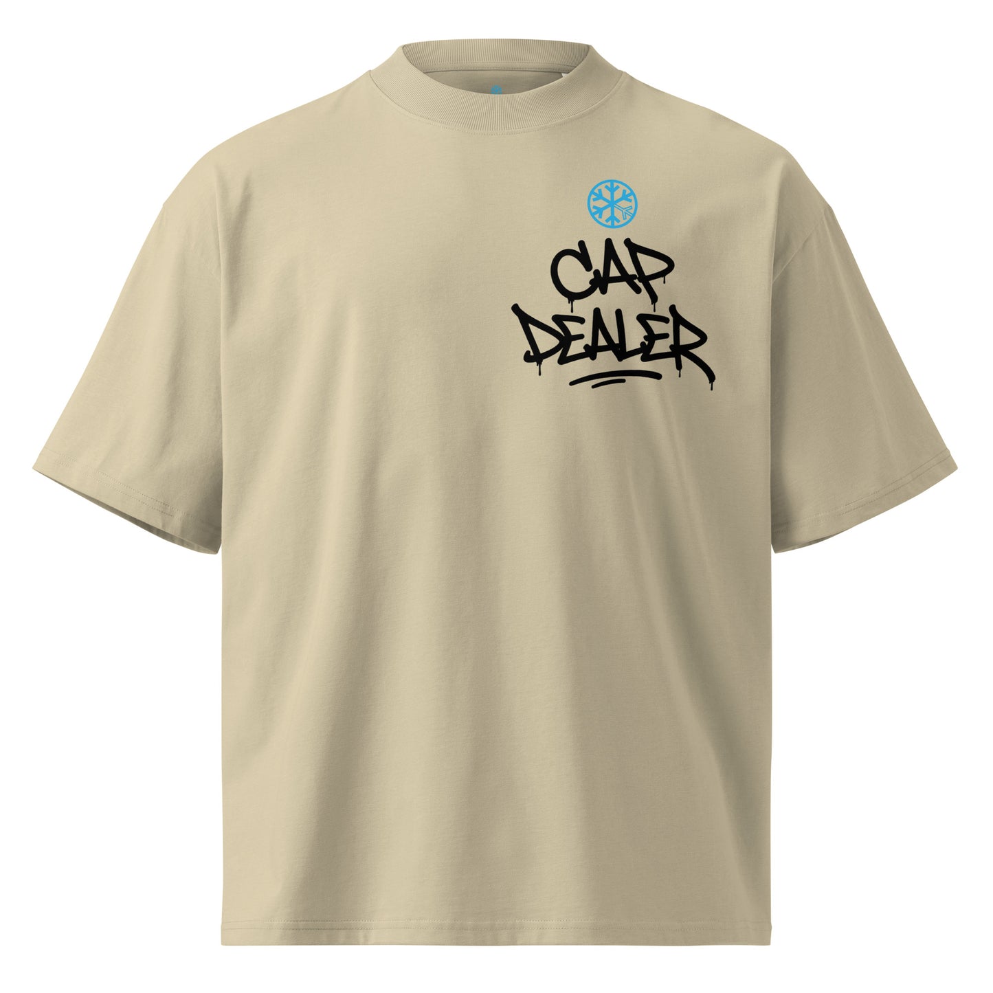 Beige-Cap Dealer Graffiti Tee from B.Different Clothing, front view, graffiti-inspired streetwear