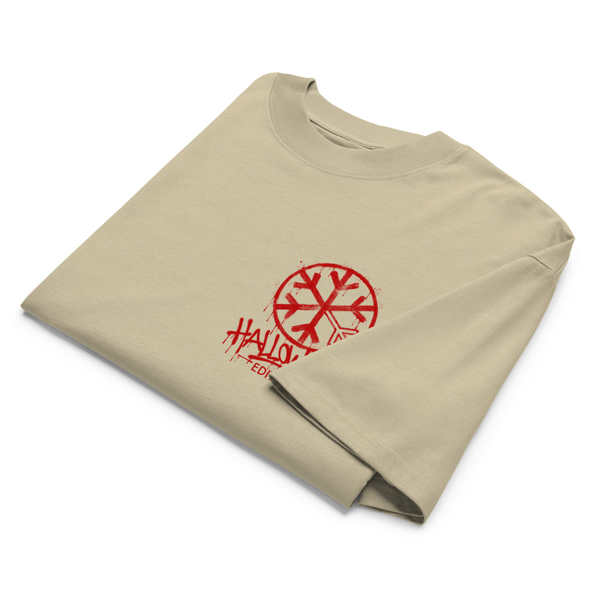 Beige-Raks The Puppet Graffiti Tee by Emti from B.Different Clothing, folded, graffiti-inspired streetwear t-shirt