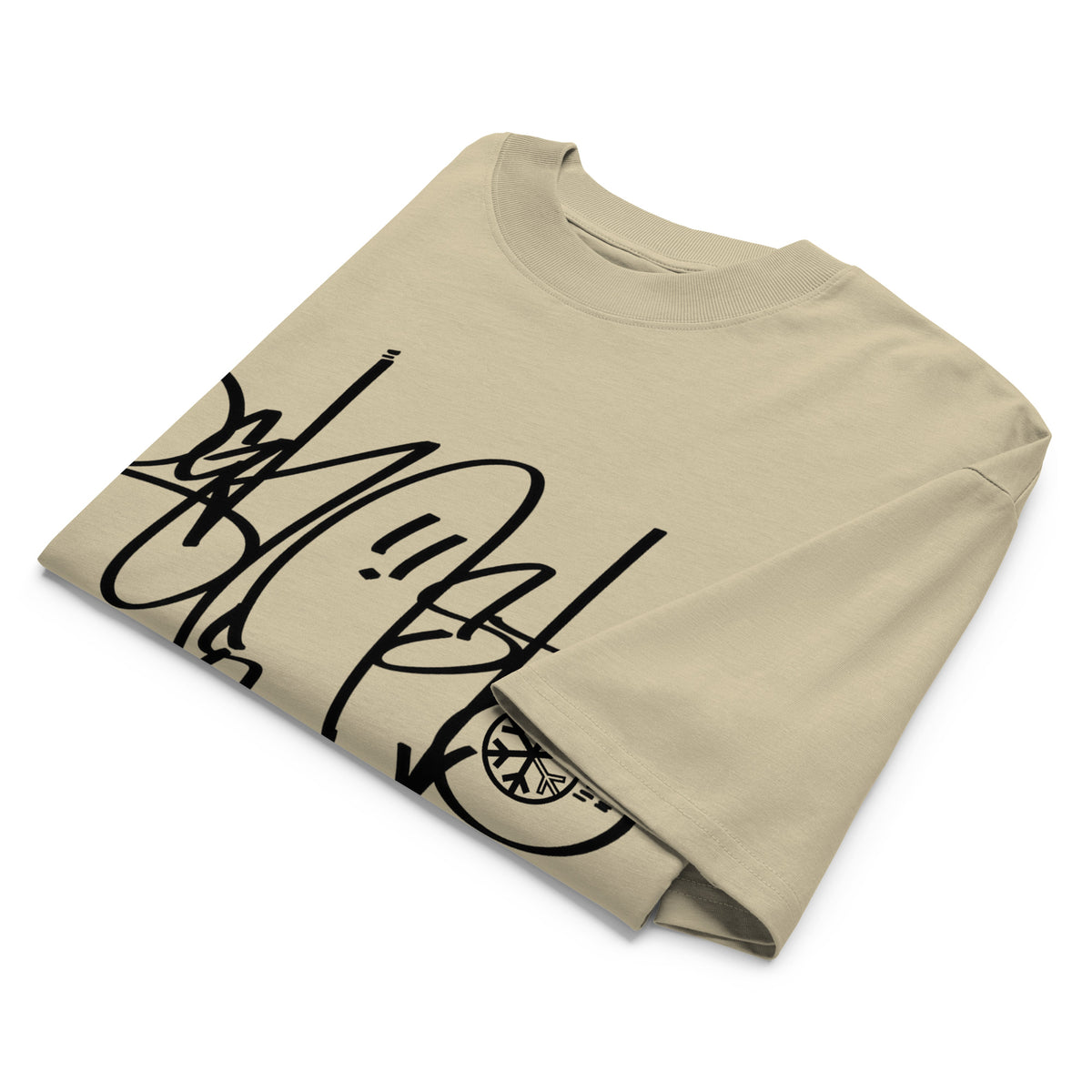 Beige-Ghost Tag Tee by Graffiti Dad from B.Different Clothing, folded, graffiti-inspired streetwear t-shirt