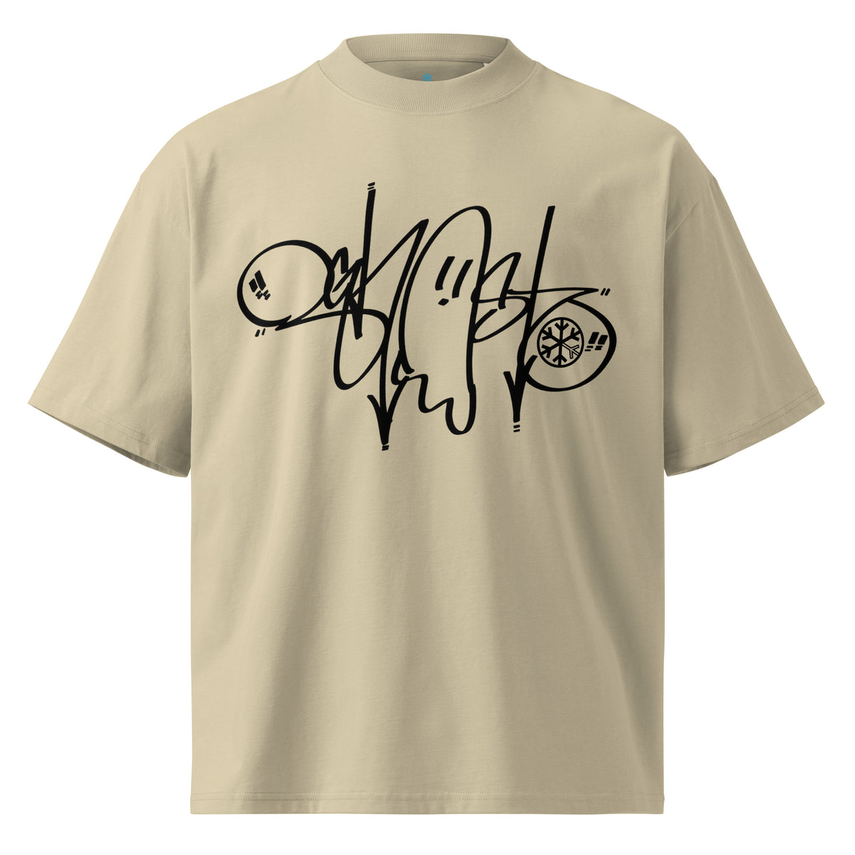 Beige-Ghost Tag Tee by Graffiti Dad from B.Different Clothing, front view, graffiti-inspired streetwear t-shirt